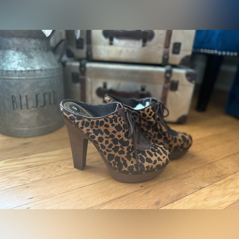 Leopard Platform Mules - Picture 2 of 7